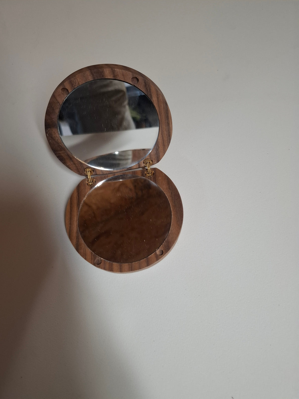 Walnut Compact Pocket Mirror